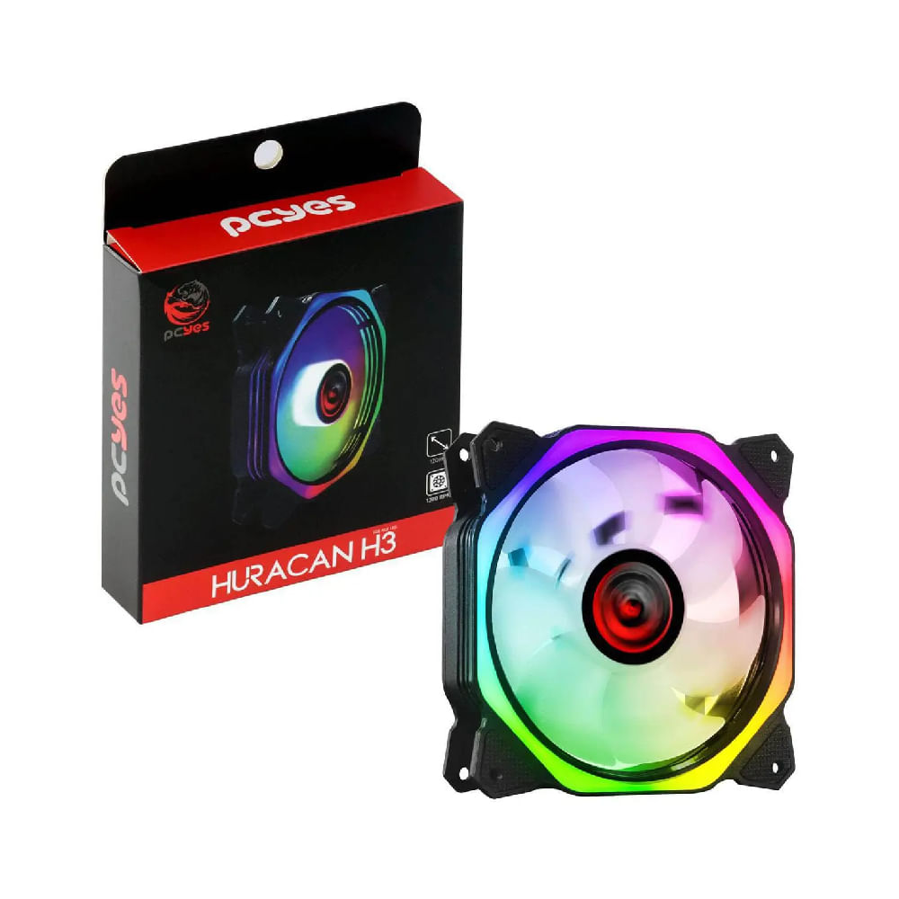 Fan para Gabinete Pcyes Huracan H3 Rgb Pcyes 6 Pinos 1200 Rpm