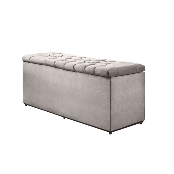 Baú Calçadeira Londres 1,95cm _cor Suede Cinza Claro