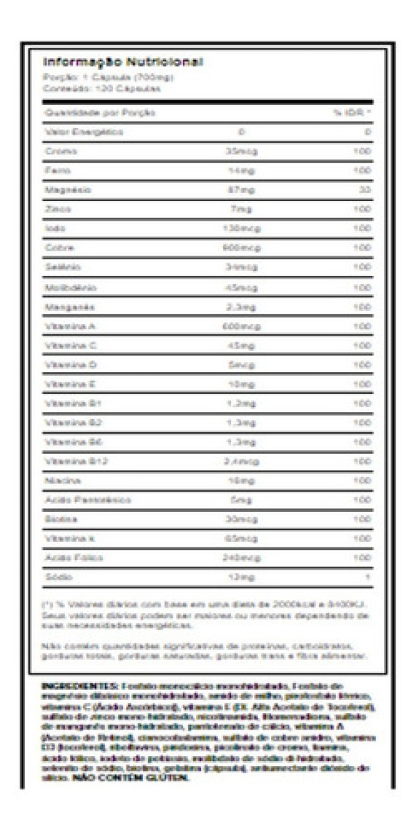 Encontraproduto.com.br - Suplemento Multi Vitamínico Growth 120 Cápsulas