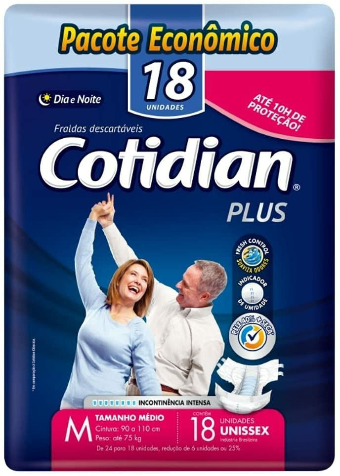 Fralda Geriátrica Cotidian Plus M 18 Unidades