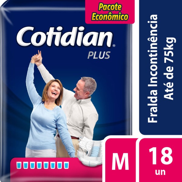 Encontraproduto.com.br - Fralda Geriátrica Cotidian Plus M 18 Unidades