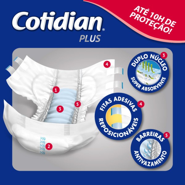 Encontraproduto.com.br - Fralda Geriátrica Cotidian Plus M 18 Unidades