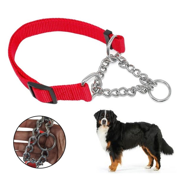 Encontraproduto.com.br - Coleira Corrente Nylon 2.5cm Aço Elo Torcido Enforcador