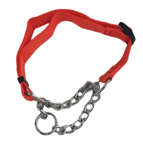 Encontraproduto.com.br - Coleira Guia Ajustavel 2.5cm Elo Torcido Enforcador Corrente Cachorro Caes Pet