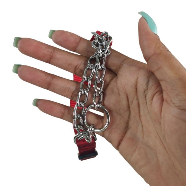 Encontraproduto.com.br - Coleira Guia Ajustavel Kit Corrente Aço Semi Enforcador