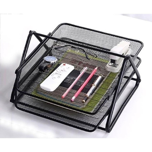Encontraproduto.com.br - Kit Escritorio 4 Itens Porta Caneta Bandeja Lixeira