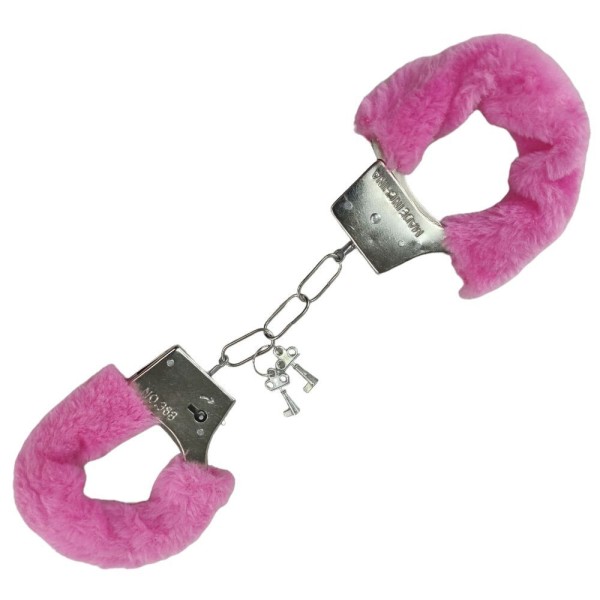 Encontraproduto.com.br - Algema Metal Revestida Pelucia Rosa Fantasia Policia