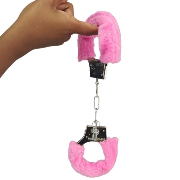 Encontraproduto.com.br - Algema Metal Revestida Com Pelucia Rosa Bdsm Fantasia Polici