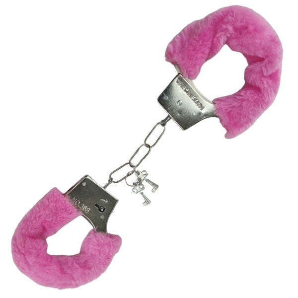Encontraproduto.com.br - Algema Metal Revestida Com Pelucia Rosa Bdsm Fantasia Polici