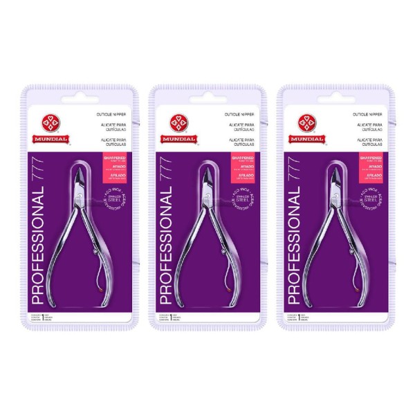Encontraproduto.com.br - Kit 3 Alicates Cuticula 777 profissional Afiado Inox Mundial Unha