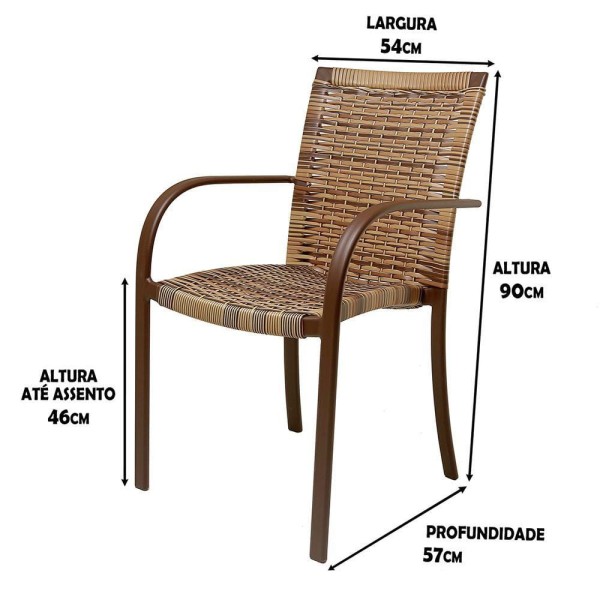 Encontraproduto.com.br - 2 Cadeiras Ascoli Cor Cappuccino, Alumínio Pintura Eletrostática Marrom, área Interna E Externa