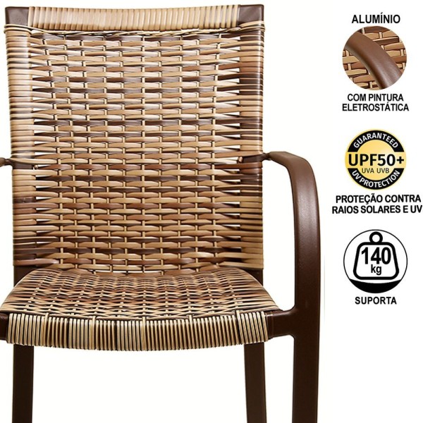Encontraproduto.com.br - 2 Cadeiras Ascoli Cor Cappuccino, Alumínio Pintura Eletrostática Marrom, área Interna E Externa