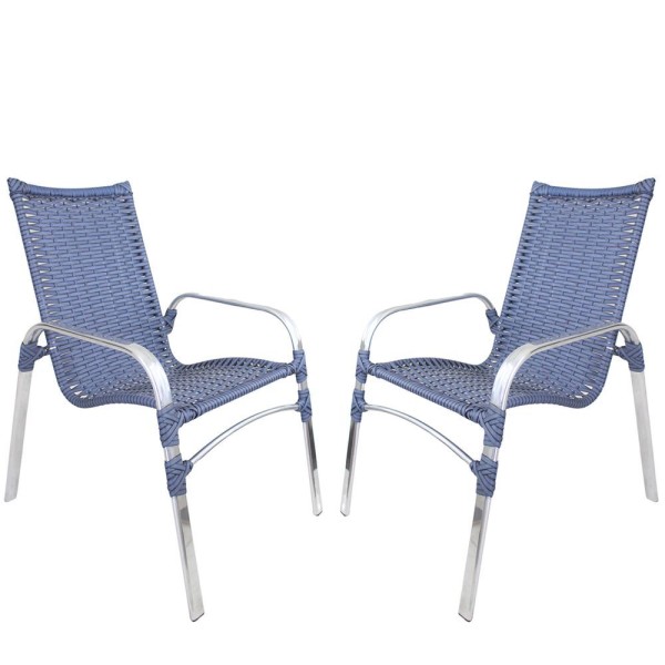 Encontraproduto.com.br - 2 Cadeiras Emily Cor Azul Dark, Estrutura Alumínio Polido, área Interna E Externa