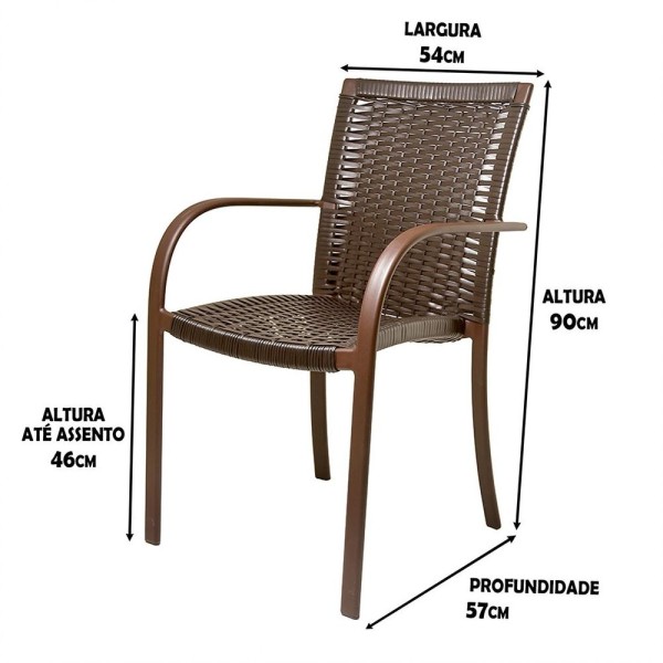 Encontraproduto.com.br - Kit 4 Cadeiras Fibra Tabaco Mesa Tampo e Ombrelone Marrom