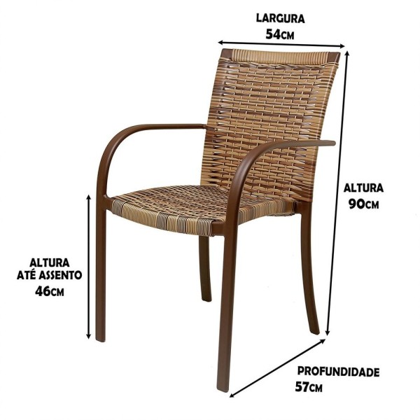 Encontraproduto.com.br - Kit 4 Cadeiras Fibra e Mesa Tampo Marrom Com Ombrelone Bege