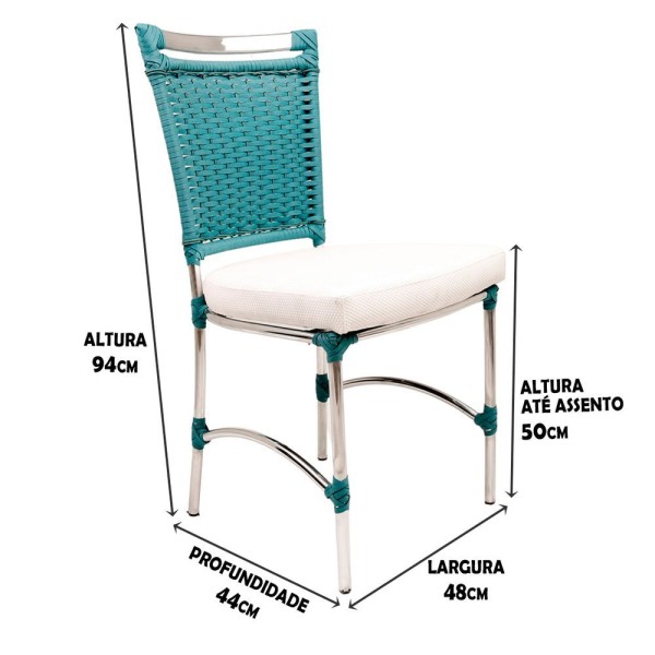 Encontraproduto.com.br - 2 Cadeiras De Jantar Jk Área Interna/Externa Azul Turquia