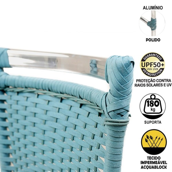 Encontraproduto.com.br - 2 Cadeiras De Jantar Jk Área Interna/Externa Azul Turquia