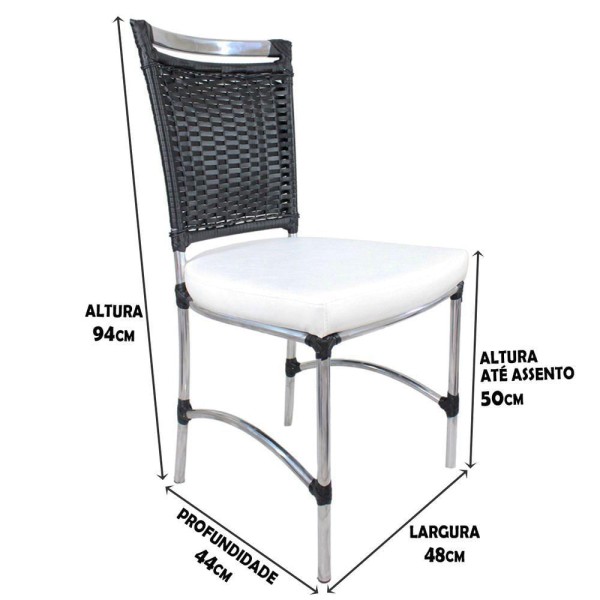 Encontraproduto.com.br - 2 Cadeiras De Jantar Para Área Interna E Externa Preta