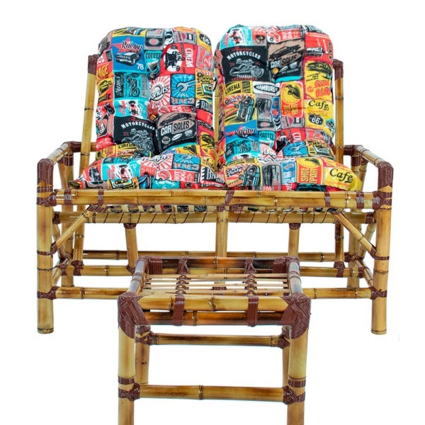Encontraproduto.com.br - Conjunto Bambu Namoradeira, 4 Lugares E Mesa Centro, T8