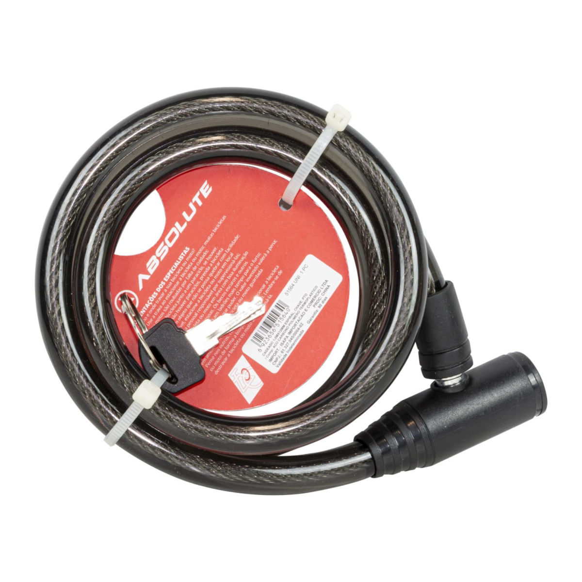 CADEADO TRAVA BIKE CICLO BICICLETA COM CHAVES 1 METRO X 12MM