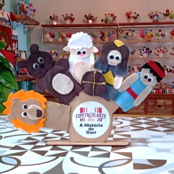 Encontraproduto.com.br - Kit Box Bíblico para Evangelização com 5 - Daniel Davi A Criação Jonas E Arca (Dedoches em feltro)