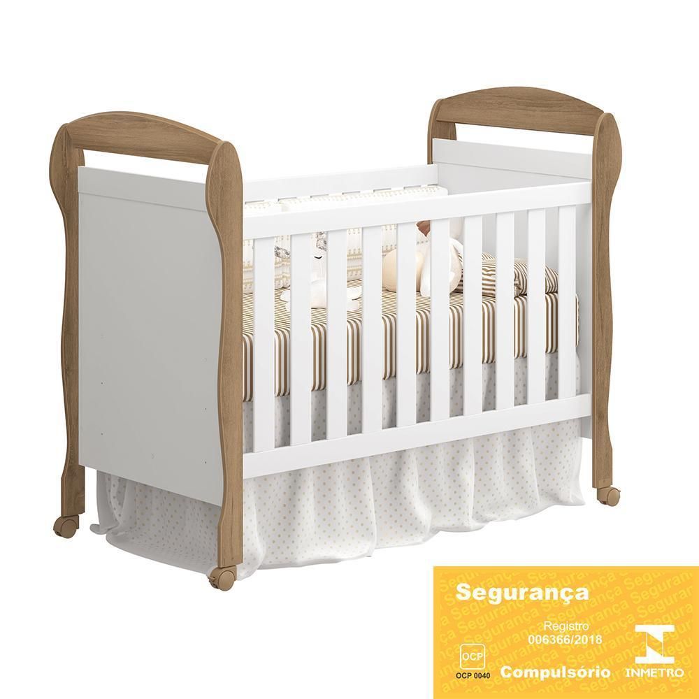Encontraproduto.com.br - Berço Americano Danny Branco Fosco Mezzo Fosco Com Colchão D18 - Reller Móveis Branco Fosco Mezzo Fosco
