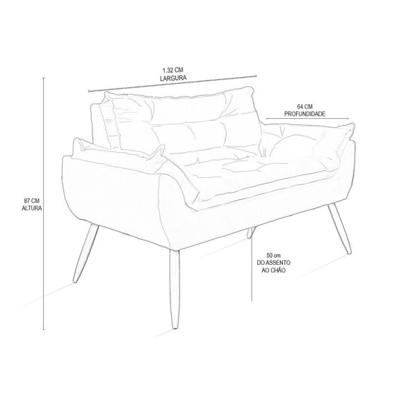 Encontraproduto.com.br - Kit Namoradeira Opala + 2 Poltronas Para Sala Balaqui Decor Cor:vermelho