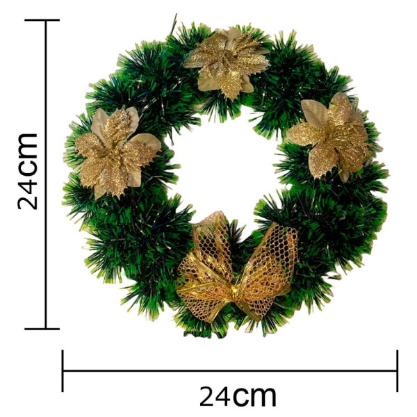 Encontraproduto.com.br - Guirlanda De Natal Barata Com Flor Poinsétia Dourada ou Vermelha - Vermelho
