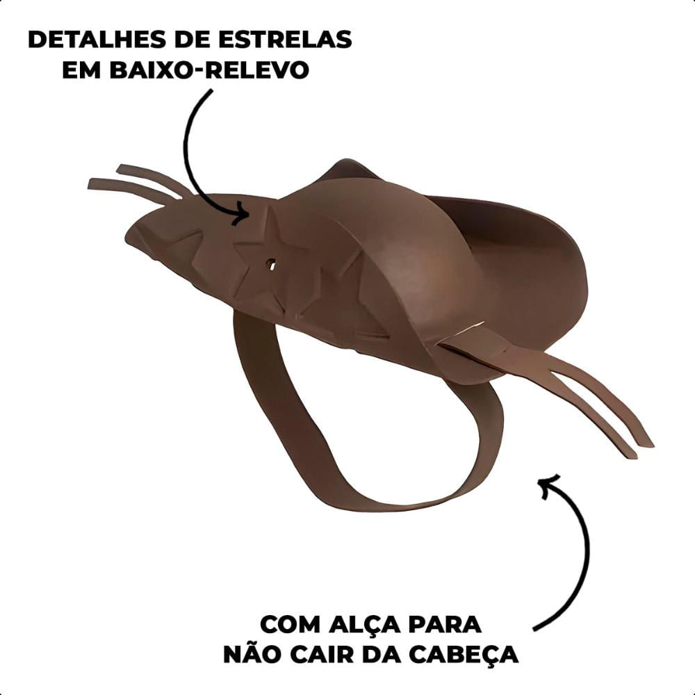 Encontraproduto.com.br - Chapéu Cangaceiro Lampião Masculino Adulto em EVA com Estrela 30 cm para Fantasia Festa Junina -