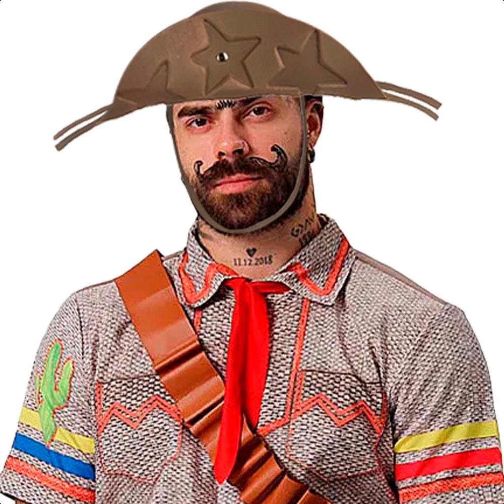 Encontraproduto.com.br - Chapéu Cangaceiro Lampião Masculino Adulto em EVA com Estrela 30 cm para Fantasia Festa Junina -