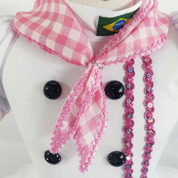 Encontraproduto.com.br - Fantasia Vestido Infantil Chef de Cozinha Feminina Com Chapéu - M 7 - 8