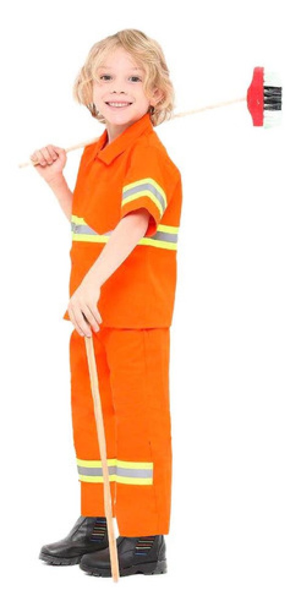 Fantasia Gari Masculino Infantil Para Carnaval Acompanha Boné - M 7 - 8