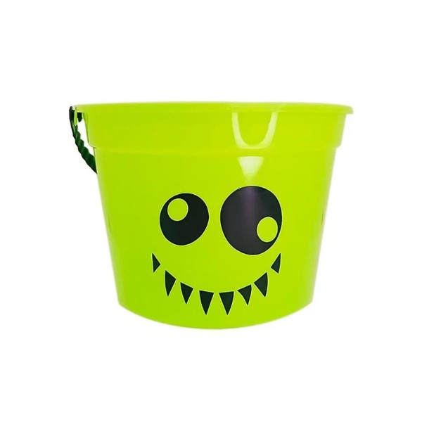 Balde de Halloween Caldeirão de Bruxa Doces Com Alça 14 cm Verde