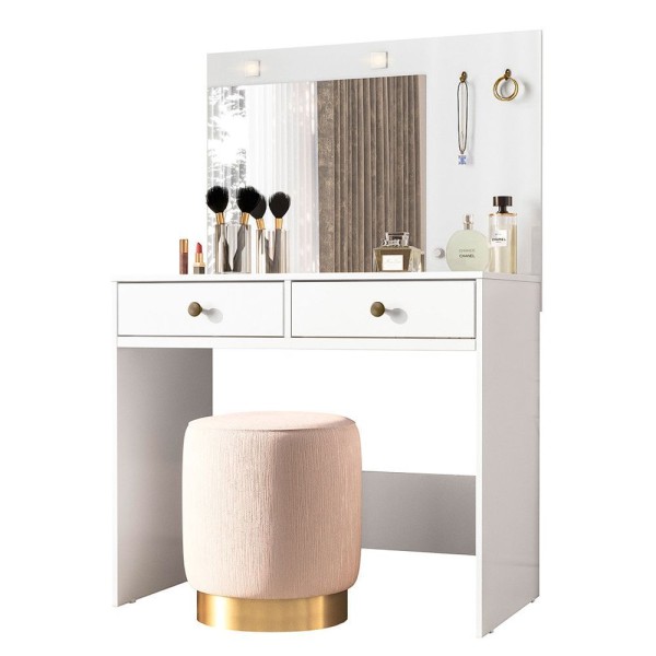 Encontraproduto.com.br - Penteadeira Camarim Com Led E Espelho Ideal Branco 992440