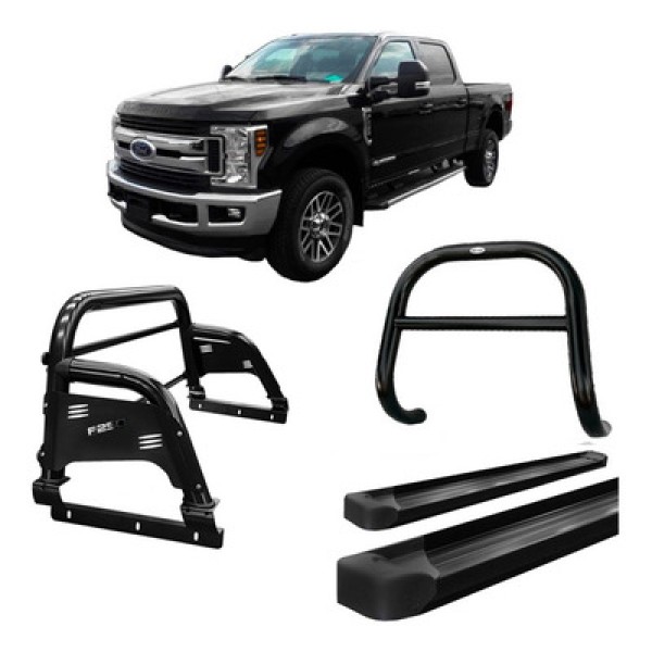 Encontraproduto.com.br - Kit Quebra Mato Estribo Pl Sant Antonio H3 F250 C/dupl Preto