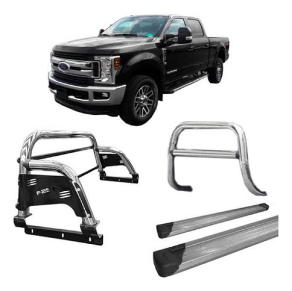Encontraproduto.com.br - Kit Quebra Mato Estribo Pl Sant Antonio H3 F250 C/dupl Cromo