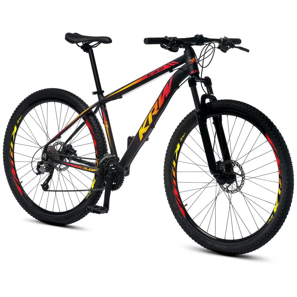 Bicicleta Aro 29 KRW Alumínio 24v Cambio Shimano Altus Freio hidráulico e Suspensão Trava Ombro S36
