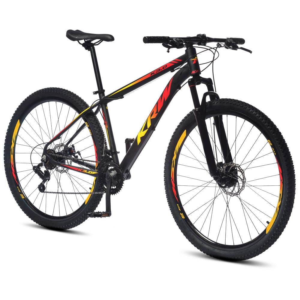 Bicicleta Aro 29 KRW Alumínio Shimano TZ 21 Velocidades Freio a Disco Suspensão dianteira SH21