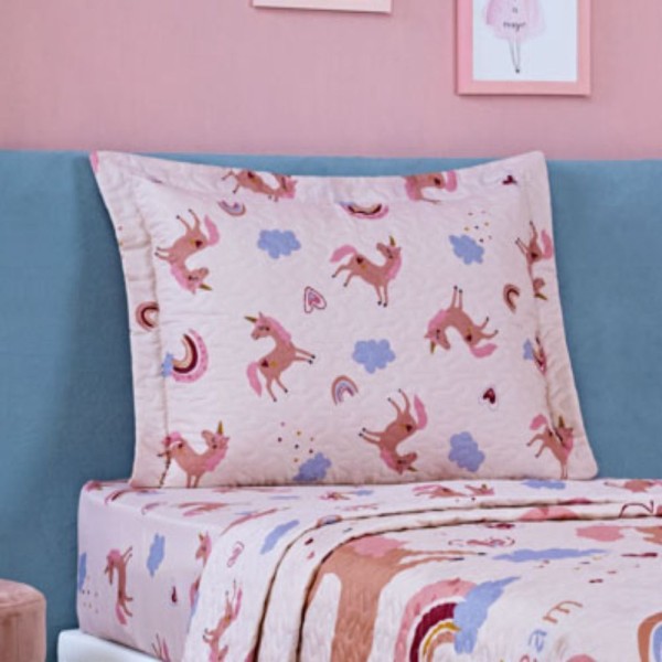 Encontraproduto.com.br - Colcha Cobre Leito Casa Show Solteiro 2 Peças - Unicórnio
