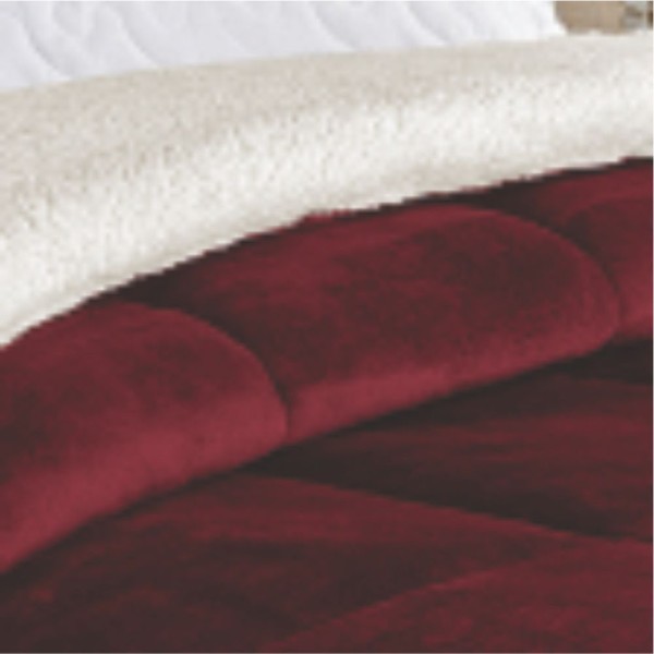 Encontraproduto.com.br - Edredom Bariloche Solteiro Dupla Face Sherpa Toque Lã Carneiro - Vinho