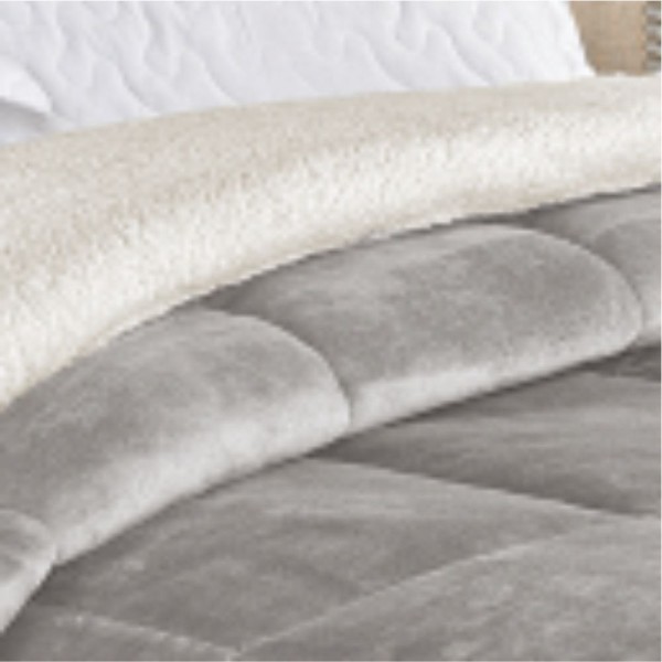 Encontraproduto.com.br - Edredom Bariloche Queen Dupla Face Sherpa Toque Lã Carneiro - Cinza