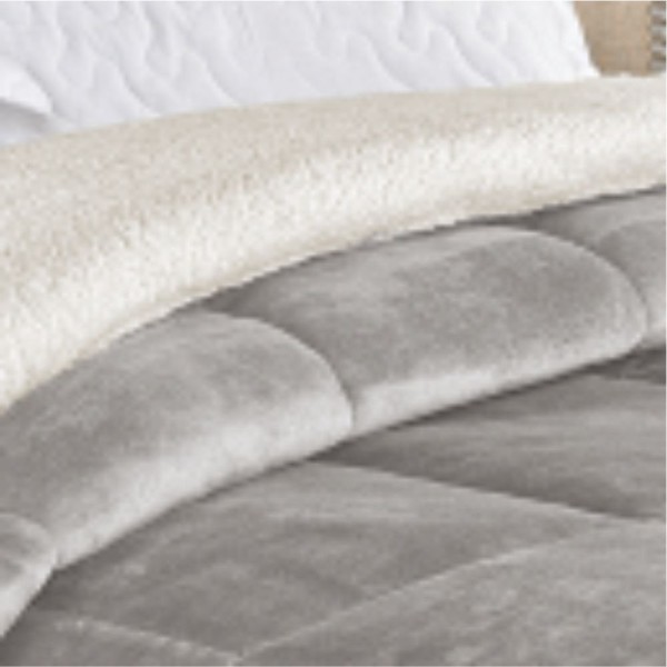 Encontraproduto.com.br - Edredom Insinuante De Casal Dupla Face Sherpa Cinza Macio