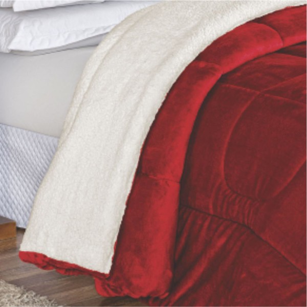 Encontraproduto.com.br - Edredom Insinuante Casal Padrão Dupla Face Sherpa Toque Lã Carneiro - Vermelho