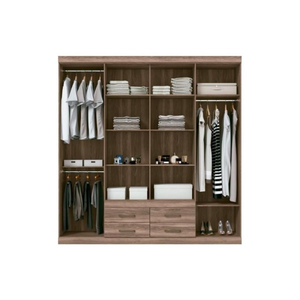 Encontraproduto.com.br - Guarda Roupa Casal 8 Portas E 4 Gavetas C- Espelho E Pés Jatoba
