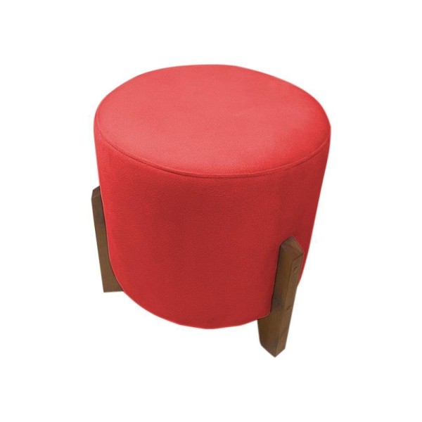 Puff Banqueta Decorativo Redondo Sala De Estar Thor Suede Cor:vermelho