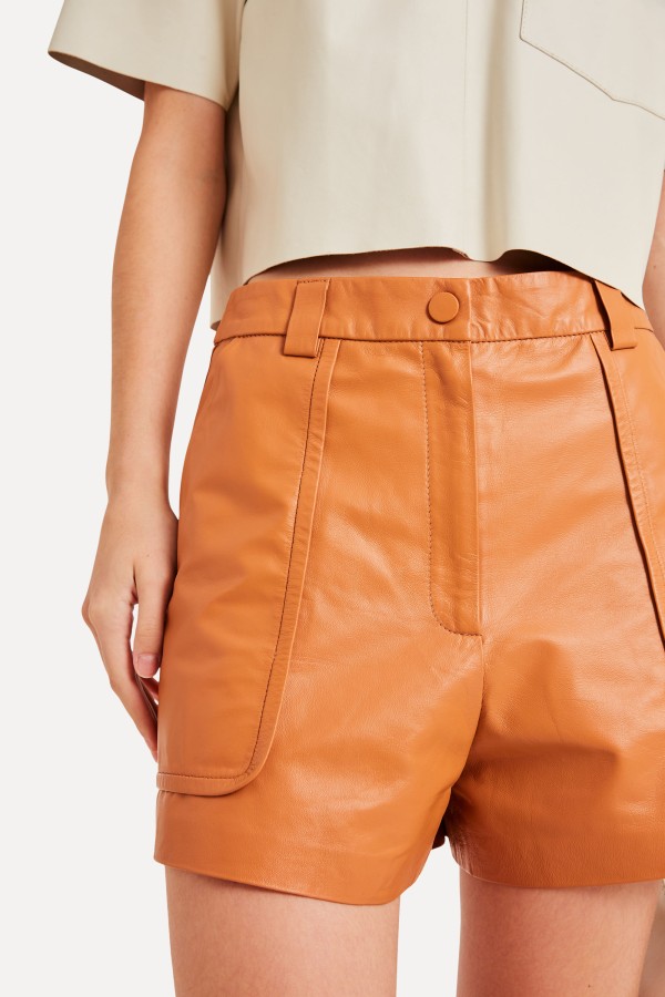 Encontraproduto.com.br - Short Couro Friso