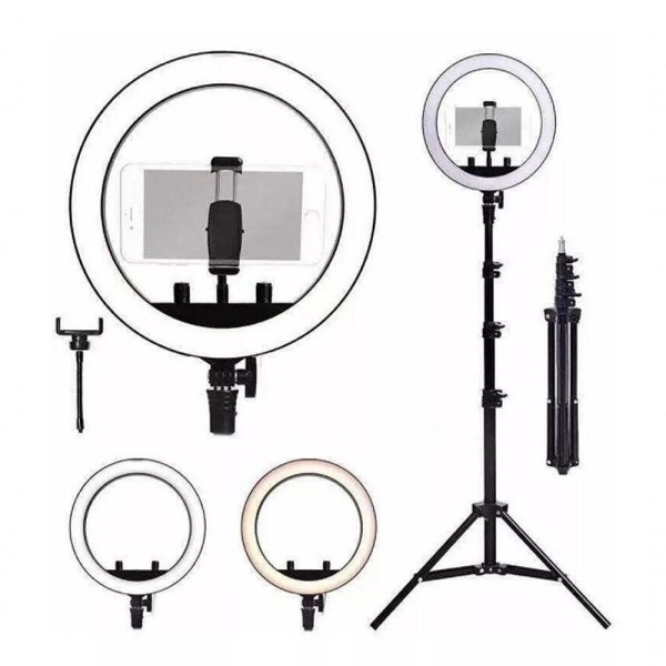 Encontraproduto.com.br - Luminária Led Ring Light Tripe Suporte Celular