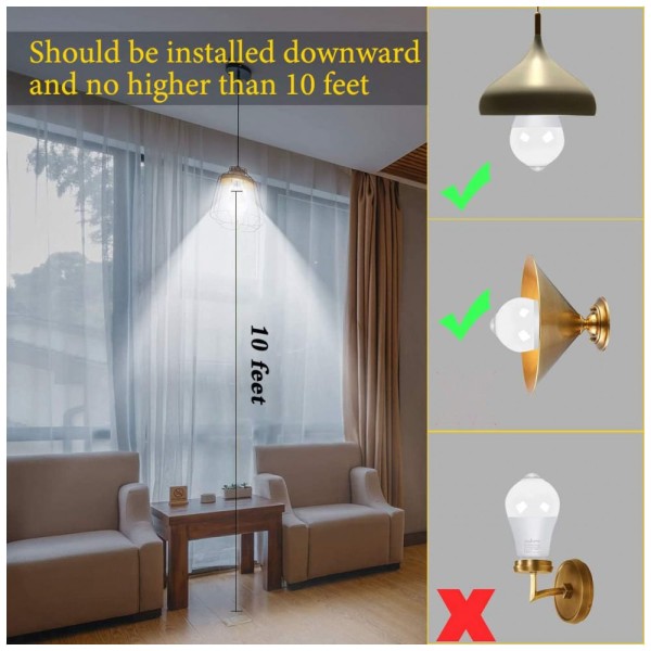 Encontraproduto.com.br - Lâmpada LED Sensor de Movimento 1000LM, 12W Frio 6000K, 2 Un, Bivolt, AUKORA, Branco