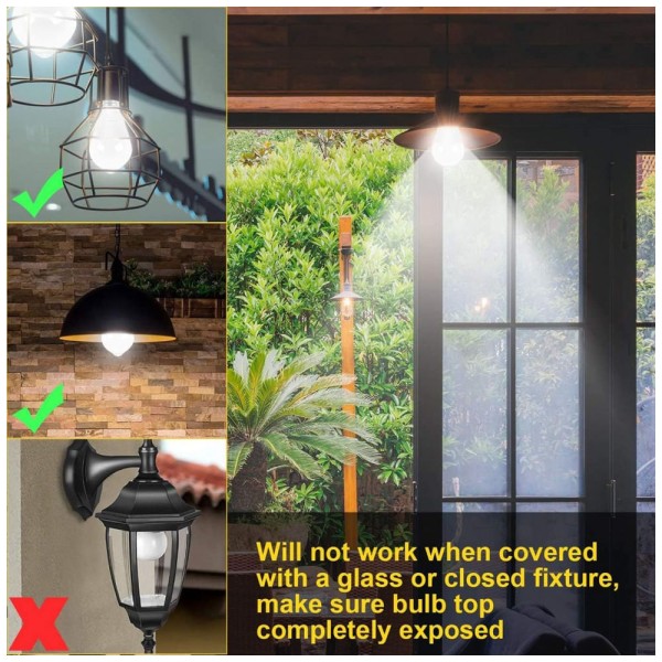 Encontraproduto.com.br - Lâmpada LED Sensor de Movimento 1000LM, 12W Frio 6000K, 2 Un, Bivolt, AUKORA, Branco