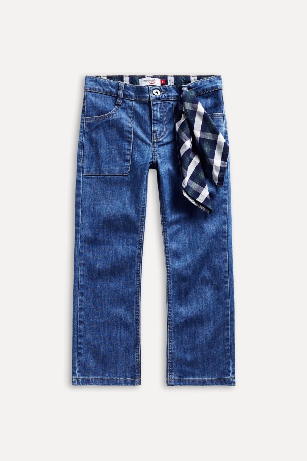 Encontraproduto.com.br - Calca Mini Jeans Cos Interno Xadrez